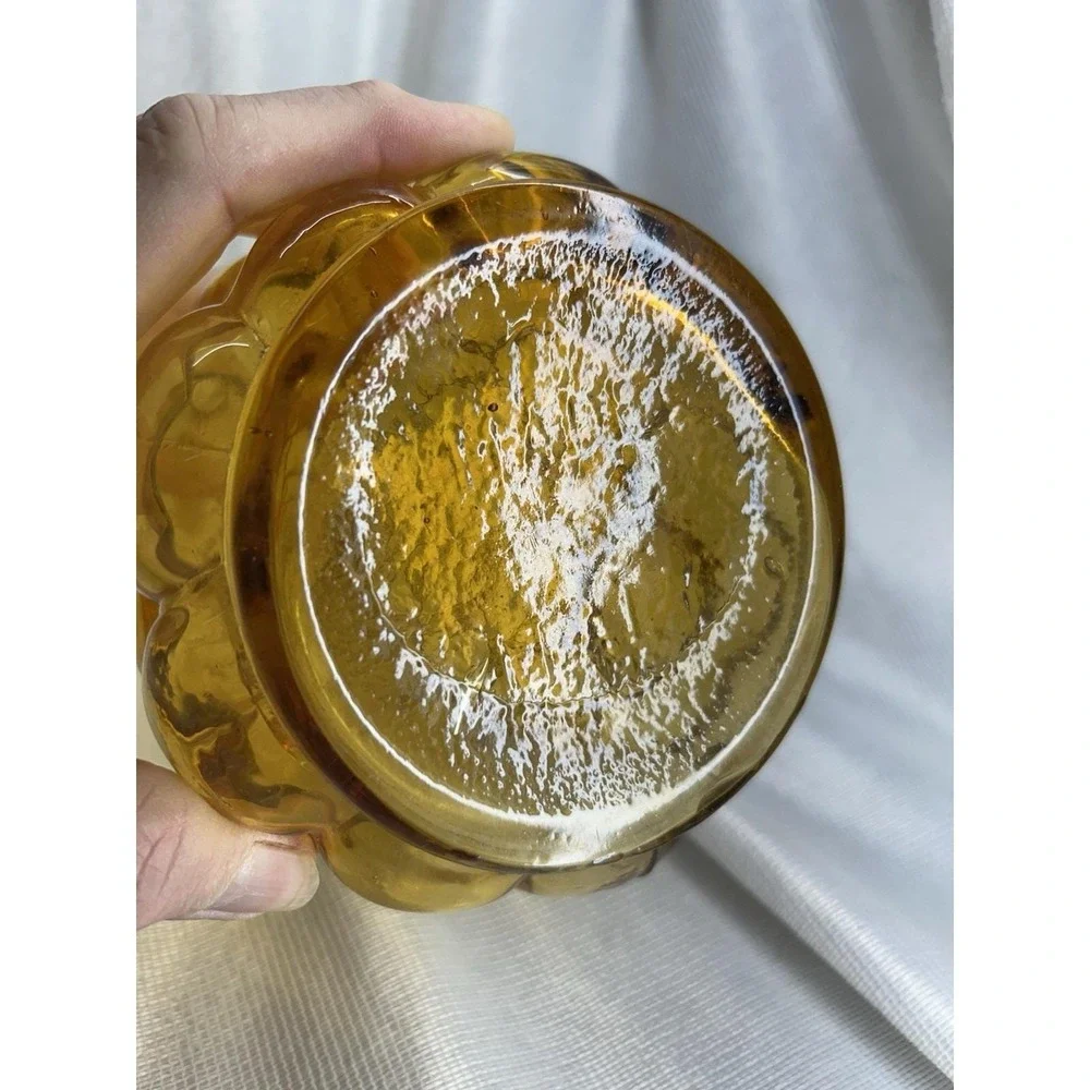 Vintage Italian Amber Glass Genie Bottle ~Bulging Bubble ~ Missing Plastic Seal